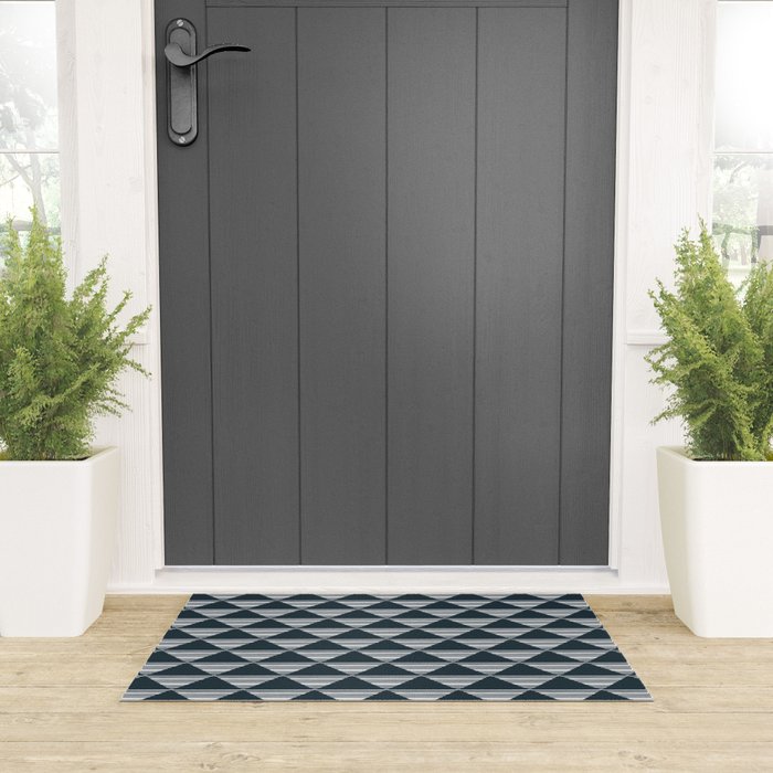 Abstract Tides . Navy Welcome Mat Gallery Image 3