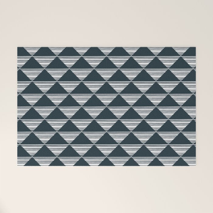 Abstract Tides . Navy Welcome Mat Gallery Image 1