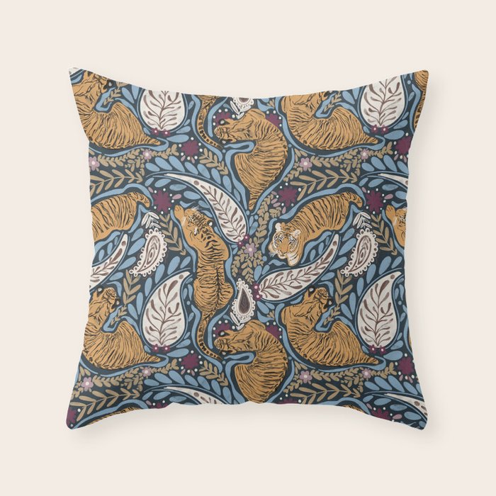 Exotic Tiger Oasis Dark Throw Pillow Gallery Image 6