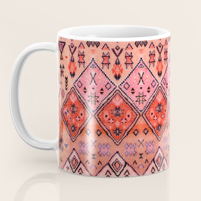 Bohemian Berber Orange Handmade Moroccan Fabric Texture Coffee Mug Gallery Image 3