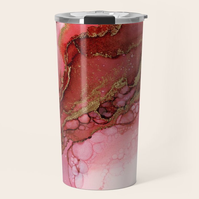 Red Dragon Scales Abstract Ink Painting Travel Mug Gallery Image 1