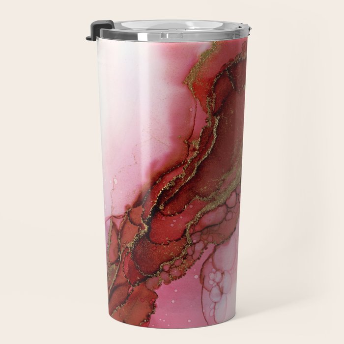 Red Dragon Scales Abstract Ink Painting Travel Mug Gallery Image 3