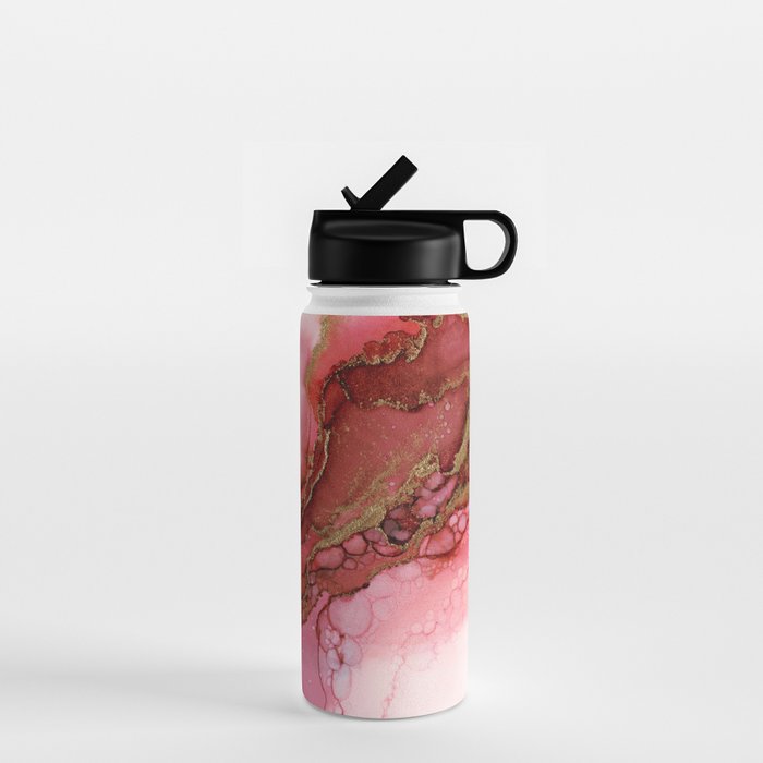Red Dragon Scales Abstract Ink Painting Water Bottle Gallery Image 1
