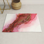 Red Dragon Scales Abstract Ink Painting Rug Gallery Image 1