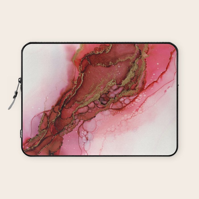Red Dragon Scales Abstract Ink Painting Laptop Sleeve Gallery Image 1