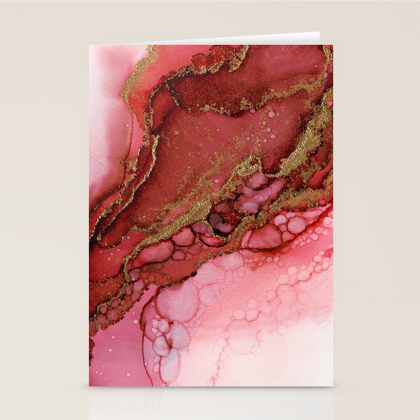 Red Dragon Scales Abstract Ink Painting Stationery Card Gallery Image 1