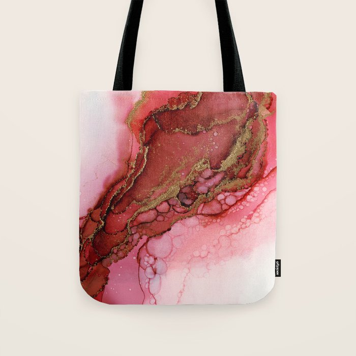 Red Dragon Scales Abstract Ink Painting Tote Bag Gallery Image 1