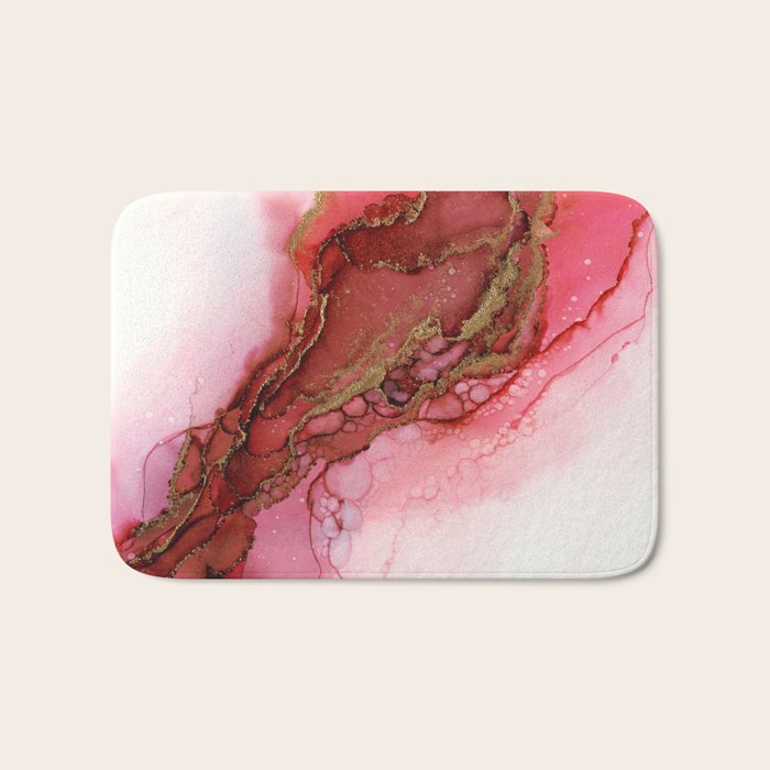 Red Dragon Scales Abstract Ink Painting Bath Mat Gallery Image 1