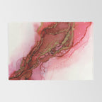 Red Dragon Scales Abstract Ink Painting Rug Gallery Image 2