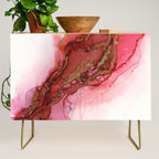 Red Dragon Scales Abstract Ink Painting Credenza Gallery Image 1