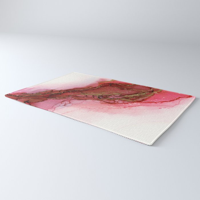 Red Dragon Scales Abstract Ink Painting Rug Gallery Image 3