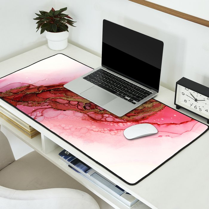 Red Dragon Scales Abstract Ink Painting Desk Mat Gallery Image 2