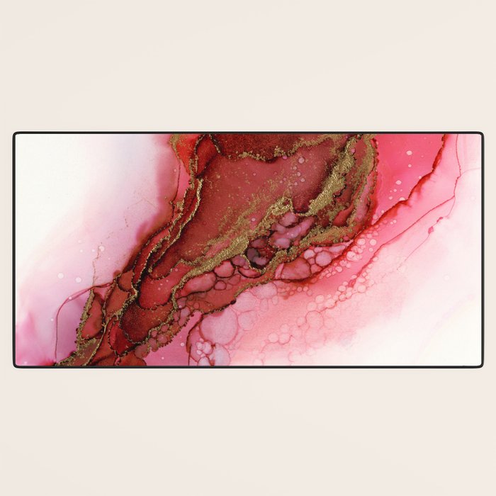 Red Dragon Scales Abstract Ink Painting Desk Mat Gallery Image 3