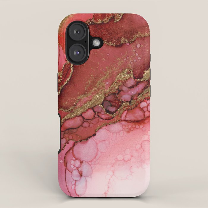Red Dragon Scales Abstract Ink Painting iPhone Case Gallery Image 1