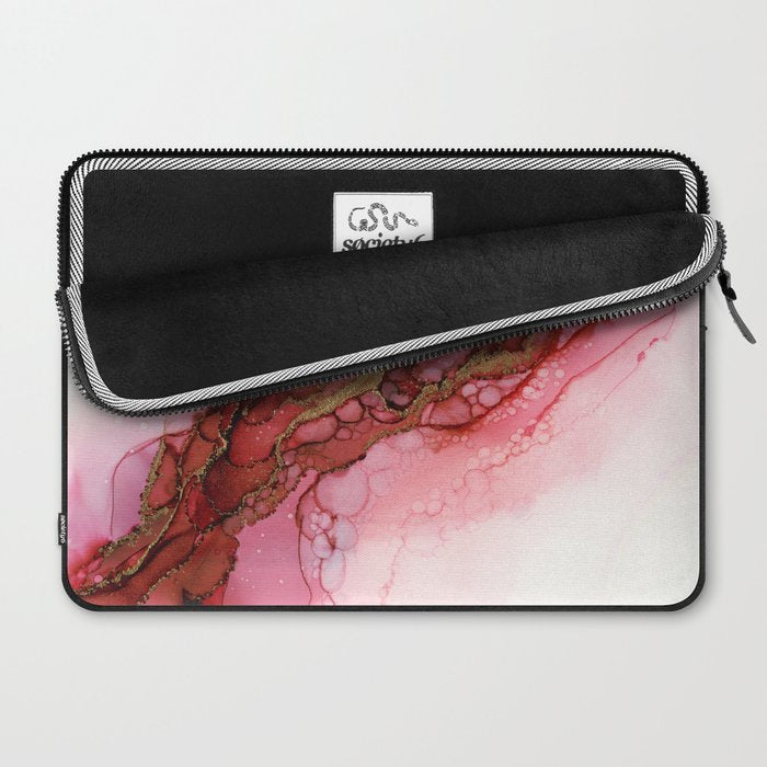 Red Dragon Scales Abstract Ink Painting Laptop Sleeve Gallery Image 2