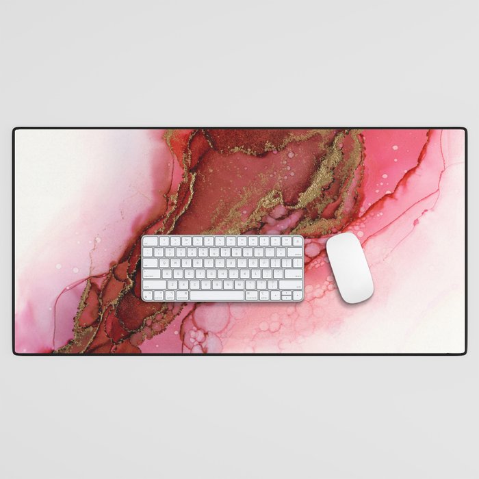 Red Dragon Scales Abstract Ink Painting Desk Mat Gallery Image 1