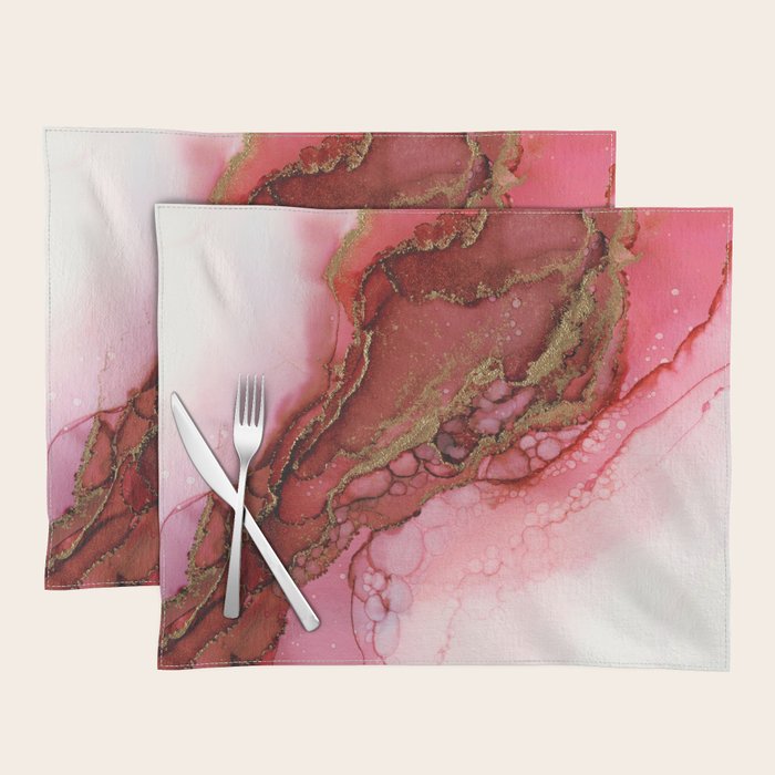 Red Dragon Scales Abstract Ink Painting Placemat Gallery Image 1