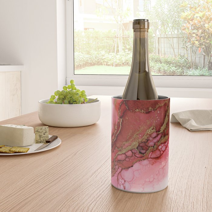 Red Dragon Scales Abstract Ink Painting Wine Chiller Gallery Image 4