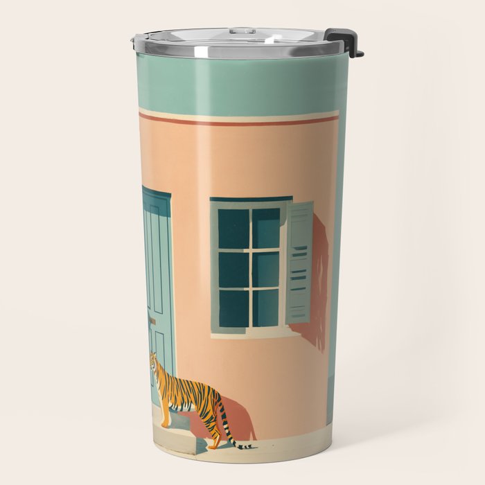 Tiger at Tropical Doorway Travel Mug Gallery Image 2