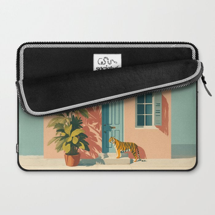 Tiger at Tropical Doorway Laptop Sleeve Gallery Image 2