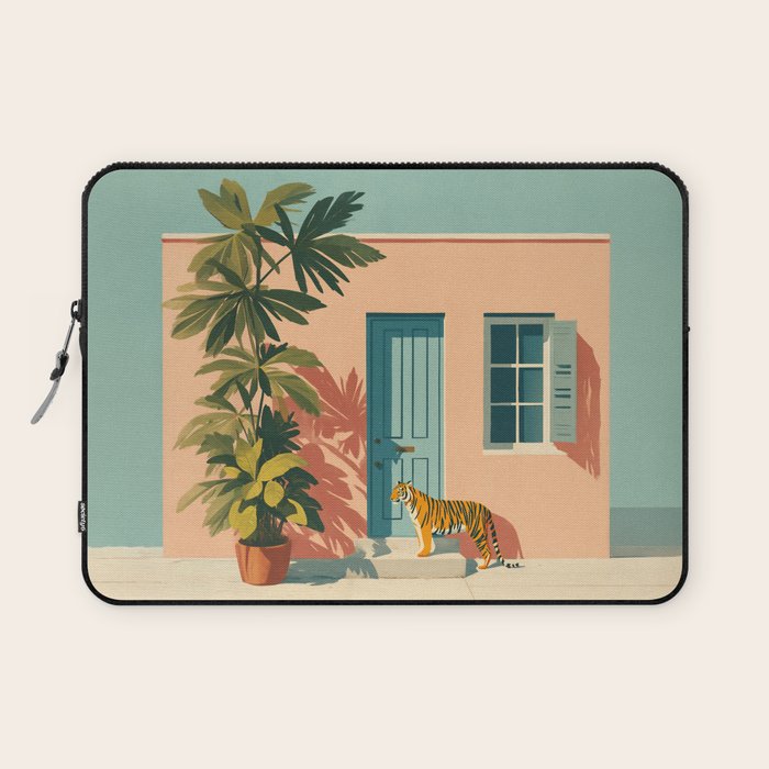 Tiger at Tropical Doorway Laptop Sleeve Gallery Image 1