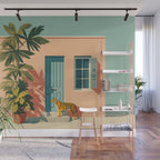 Tiger at Tropical Doorway Wall Mural Gallery Image 1