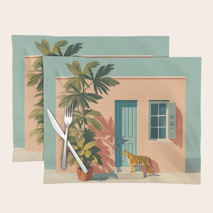 Tiger at Tropical Doorway Placemat Gallery Image 1