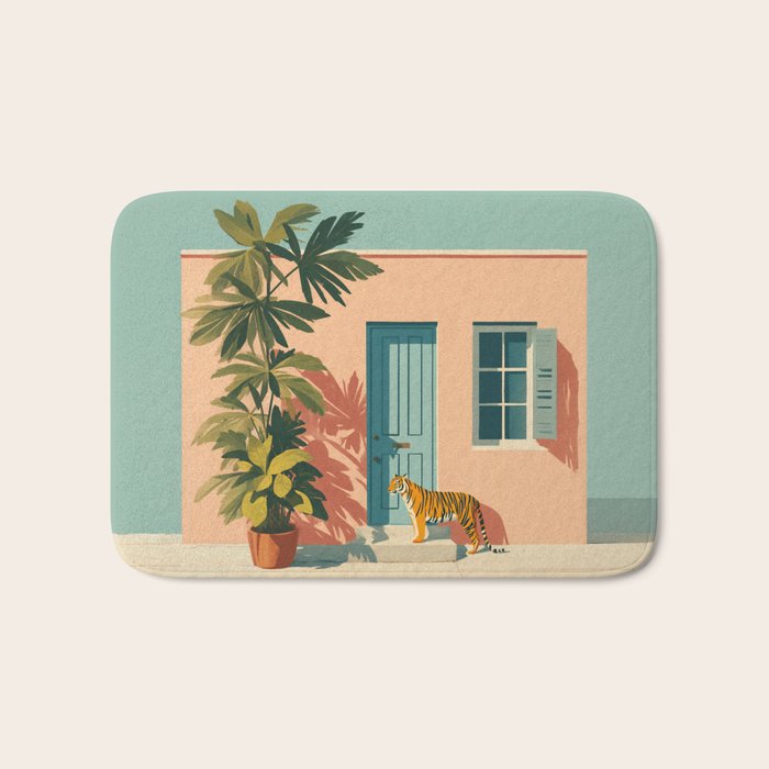 Tiger at Tropical Doorway Bath Mat Gallery Image 1