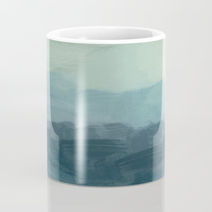 Sea Levels - Seafoam Green Mint Navy Blue Abstract Ocean Art Painting Coffee Mug Gallery Image 4