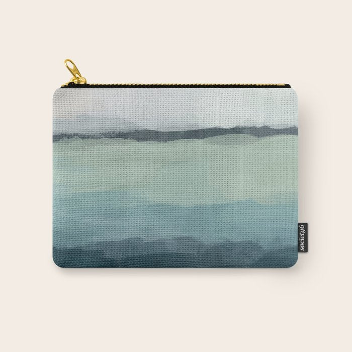 Sea Levels - Seafoam Green Mint Navy Blue Abstract Ocean Art Painting Carry All Pouch Gallery Image 1