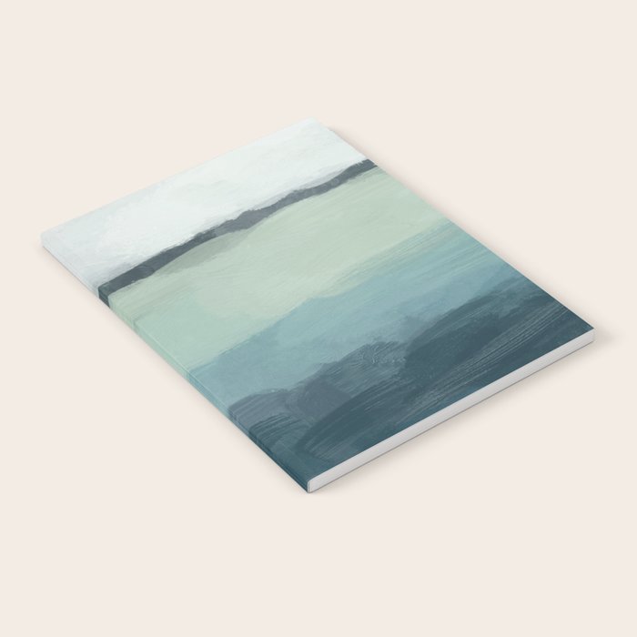 Sea Levels - Seafoam Green Mint Navy Blue Abstract Ocean Art Painting Notebook Gallery Image 2