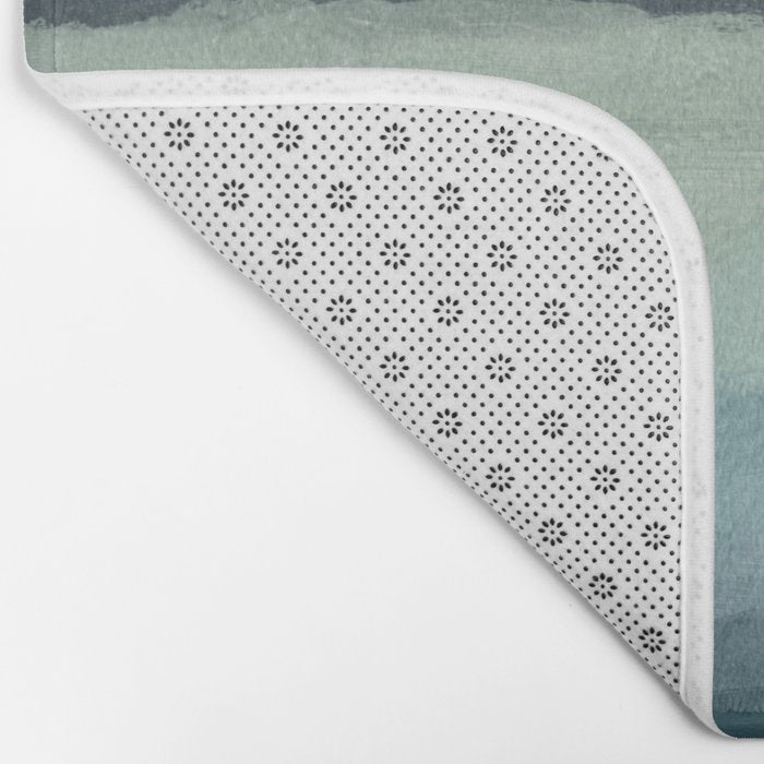 Sea Levels - Seafoam Green Mint Navy Blue Abstract Ocean Art Painting Bath Mat Gallery Image 2