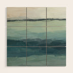 Sea Levels - Seafoam Green Mint Navy Blue Abstract Ocean Art Painting Wood Wall Art Gallery Image 1