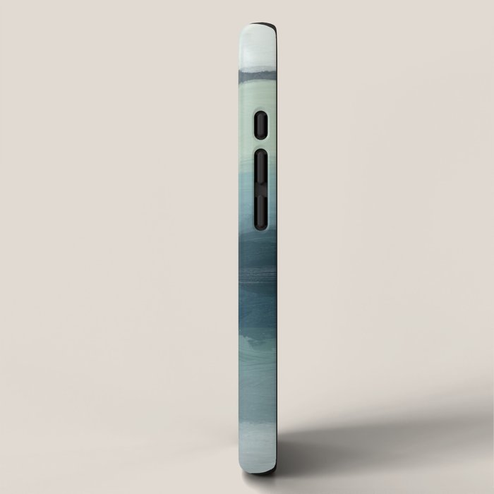 Sea Levels - Seafoam Green Mint Navy Blue Abstract Ocean Art Painting iPhone Case Gallery Image 2