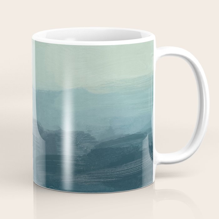 Sea Levels - Seafoam Green Mint Navy Blue Abstract Ocean Art Painting Coffee Mug Gallery Image 1
