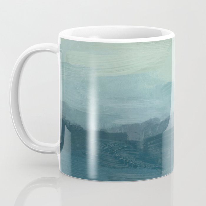 Sea Levels - Seafoam Green Mint Navy Blue Abstract Ocean Art Painting Coffee Mug Gallery Image 3