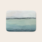 Sea Levels - Seafoam Green Mint Navy Blue Abstract Ocean Art Painting Bath Mat Gallery Image 1