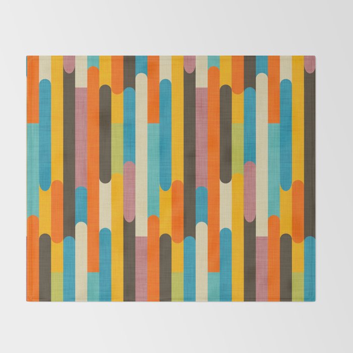 Retro Color Block Popsicle Sticks Orange Throw Blanket Gallery Image 2