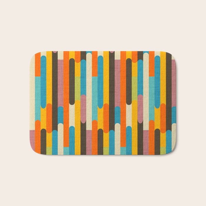 Retro Color Block Popsicle Sticks Orange Bath Mat Gallery Image 1