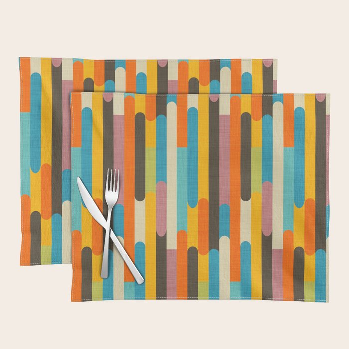 Retro Color Block Popsicle Sticks Orange Placemat Gallery Image 1
