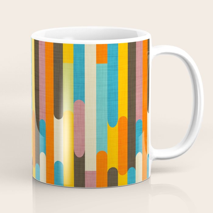 Retro Color Block Popsicle Sticks Orange Coffee Mug Gallery Image 1
