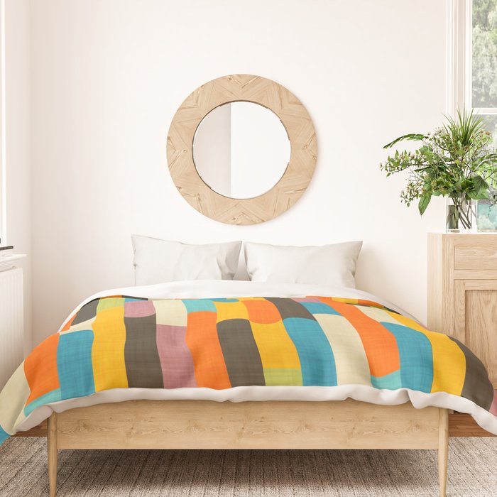 Retro Color Block Popsicle Sticks Orange Duvet Cover Gallery Image 3