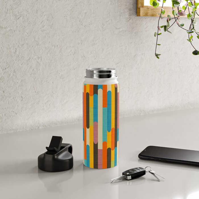 Retro Color Block Popsicle Sticks Orange Water Bottle Gallery Image 4