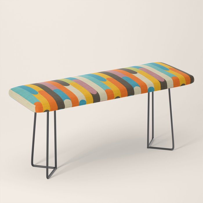 Retro Color Block Popsicle Sticks Orange Bench Gallery Image 1