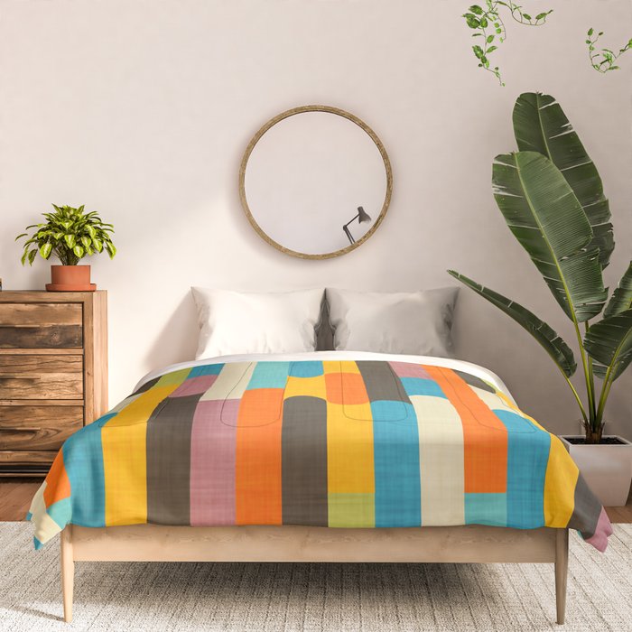 Retro Color Block Popsicle Sticks Orange Comforter Gallery Image 3