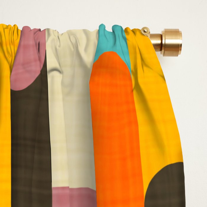 Retro Color Block Popsicle Sticks Orange Window Curtain Gallery Image 2