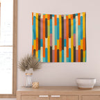 Retro Color Block Popsicle Sticks Orange Wall Tapestry Gallery Image 2