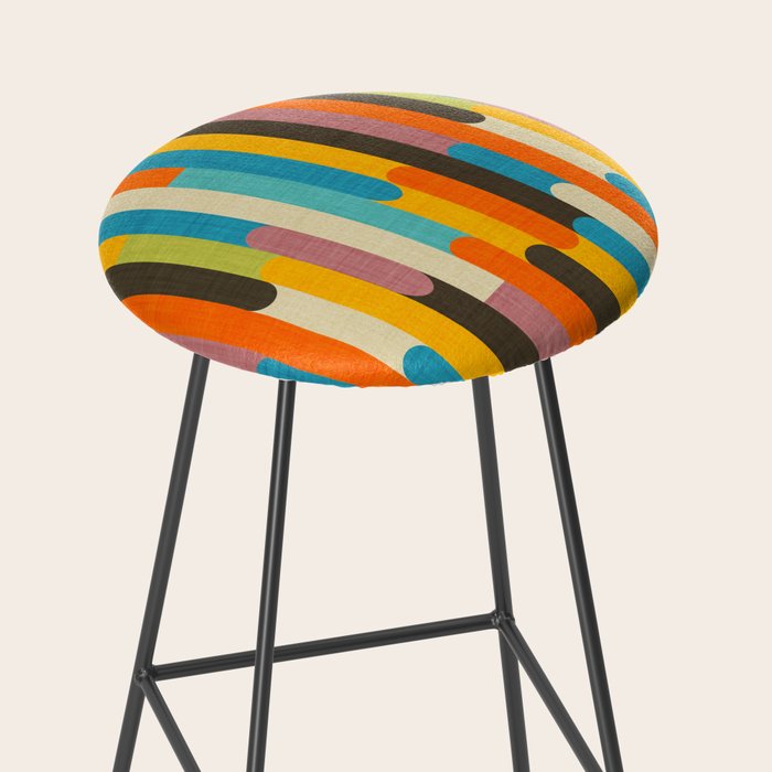 Retro Color Block Popsicle Sticks Orange Stool Gallery Image 2