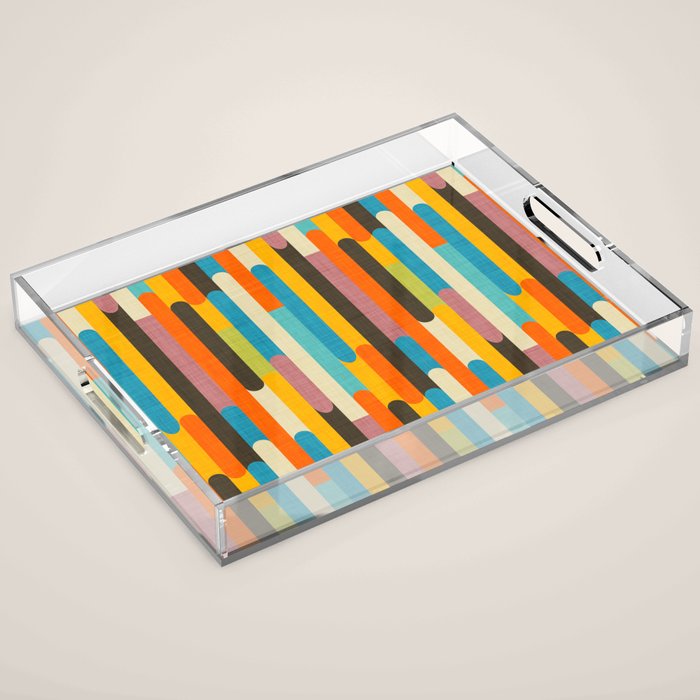 Retro Color Block Popsicle Sticks Orange Acrylic Tray Gallery Image 1