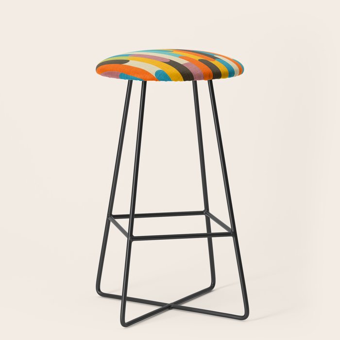 Retro Color Block Popsicle Sticks Orange Stool Gallery Image 1